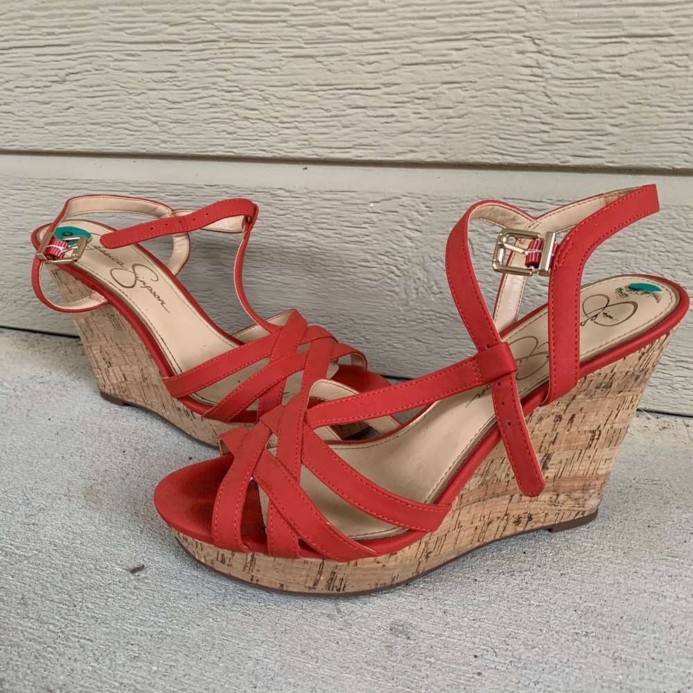 Jessica Simpson Sz 8 Orange Wedges